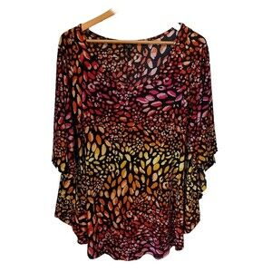 Rafaela Studio Woman Rainbow‎ Stretch Jersey Knit Dolman Top 2XL Carreer